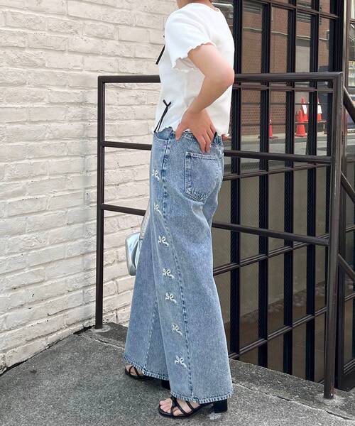 MAJESTIC LEGON（マジェスティックレゴン）の「アソートリボンTシャツ（Tシャツ/カットソー・レディース・ブルー/オフホワイト/ブルー系その他2・MEDIUM）」の12枚目の写真