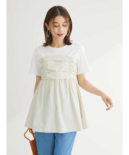 Green　Parks（グリーンパークス）の「ミディ丈ビスチェドッキングプルオーバー（Tシャツ/カットソー・レディース・ホワイト系その他2/ライトグリーン/ブラック・FREE）」の6枚目の写真