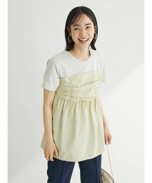 Green　Parks（グリーンパークス）の「ミディ丈ビスチェドッキングプルオーバー（Tシャツ/カットソー・レディース・ホワイト系その他2/ライトグリーン/ブラック・FREE）」の21枚目の写真