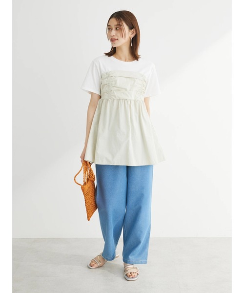 Green　Parks（グリーンパークス）の「ミディ丈ビスチェドッキングプルオーバー（Tシャツ/カットソー・レディース・ホワイト系その他2/ライトグリーン/ブラック・FREE）」の4枚目の写真