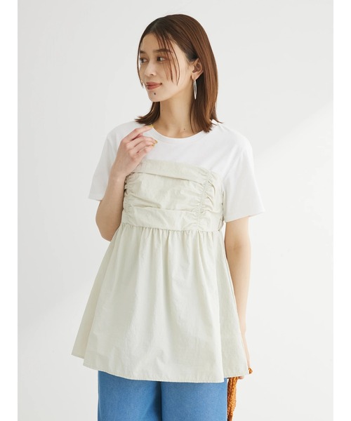 Green　Parks（グリーンパークス）の「ミディ丈ビスチェドッキングプルオーバー（Tシャツ/カットソー・レディース・ホワイト系その他2/ライトグリーン/ブラック・FREE）」の7枚目の写真