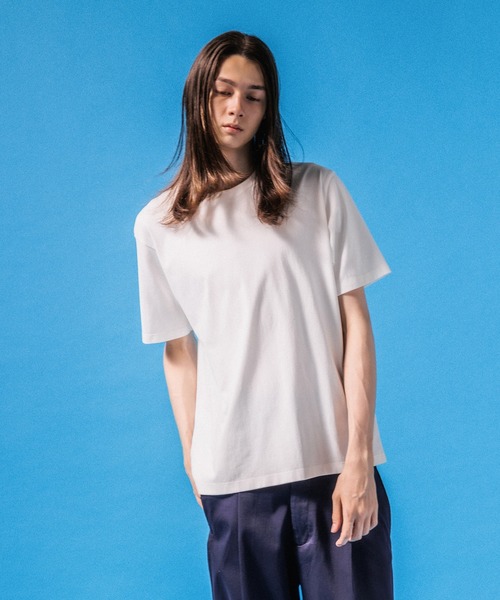 ADAM ET ROPE'(アダムエロペ)の「【接触冷感】スタンダード Tシャツ / ロングシーズン着用可能(Tシャツ/カットソー・メンズ・ブラック/ホワイト/ネイビー・L/M)」の12枚目の写真