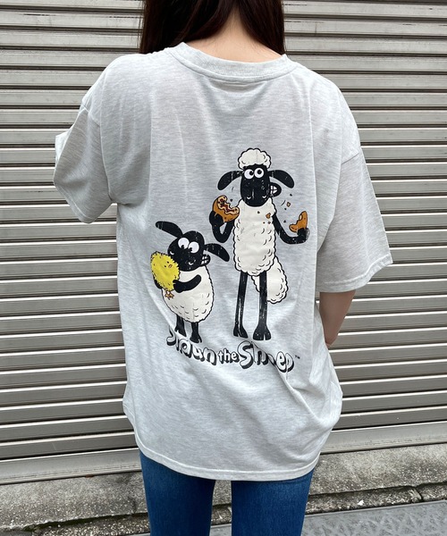GLAMOROUS JANE(グラマラスジェーン)の「ひつじのショーンバックプリントBIGTシャツ(Tシャツ/カットソー・レディース・ブラック/杢グレー/オフホワイト・FREE)」の2枚目の写真