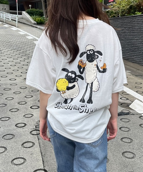 GLAMOROUS JANE(グラマラスジェーン)の「ひつじのショーンバックプリントBIGTシャツ(Tシャツ/カットソー・レディース・ブラック/杢グレー/オフホワイト・FREE)」の3枚目の写真