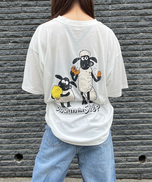 GLAMOROUS JANE(グラマラスジェーン)の「ひつじのショーンバックプリントBIGTシャツ(Tシャツ/カットソー・レディース・ブラック/杢グレー/オフホワイト・FREE)」の4枚目の写真