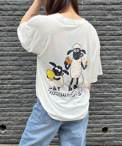 GLAMOROUS JANE(グラマラスジェーン)の「ひつじのショーンバックプリントBIGTシャツ(Tシャツ/カットソー・レディース・ブラック/杢グレー/オフホワイト・FREE)」の5枚目の写真