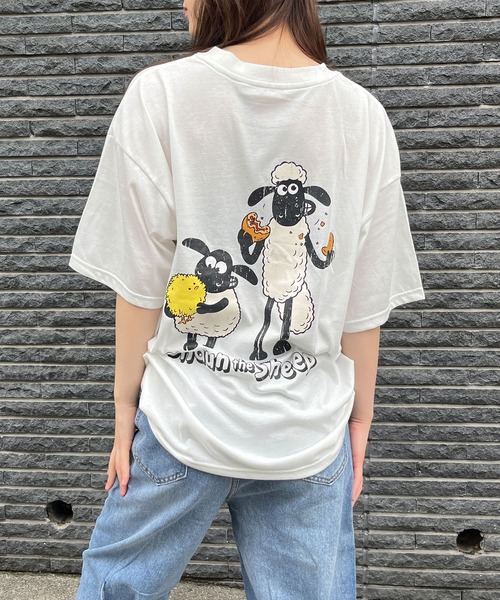 GLAMOROUS JANE(グラマラスジェーン)の「ひつじのショーンバックプリントBIGTシャツ(Tシャツ/カットソー・レディース・ブラック/杢グレー/オフホワイト・FREE)」の6枚目の写真