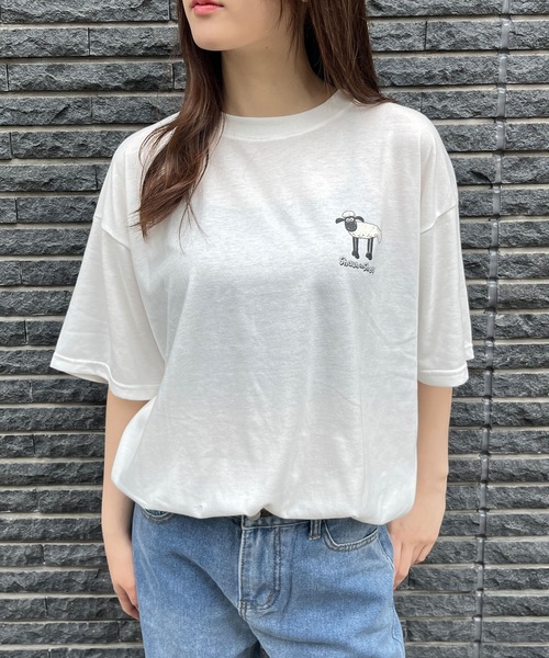 GLAMOROUS JANE(グラマラスジェーン)の「ひつじのショーンバックプリントBIGTシャツ(Tシャツ/カットソー・レディース・ブラック/杢グレー/オフホワイト・FREE)」の10枚目の写真