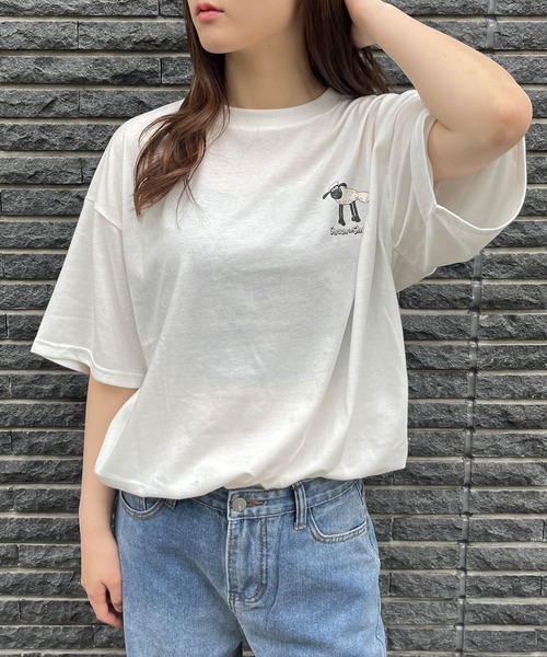 GLAMOROUS JANE(グラマラスジェーン)の「ひつじのショーンバックプリントBIGTシャツ(Tシャツ/カットソー・レディース・ブラック/杢グレー/オフホワイト・FREE)」の11枚目の写真