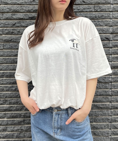 GLAMOROUS JANE(グラマラスジェーン)の「ひつじのショーンバックプリントBIGTシャツ(Tシャツ/カットソー・レディース・ブラック/杢グレー/オフホワイト・FREE)」の12枚目の写真
