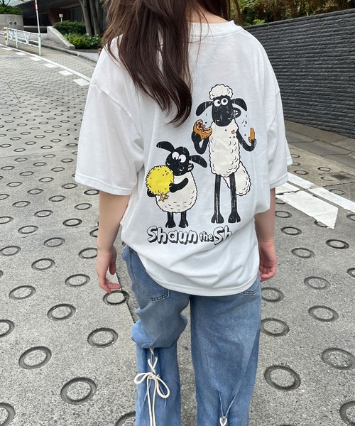 GLAMOROUS JANE(グラマラスジェーン)の「ひつじのショーンバックプリントBIGTシャツ(Tシャツ/カットソー・レディース・ブラック/杢グレー/オフホワイト・FREE)」の14枚目の写真