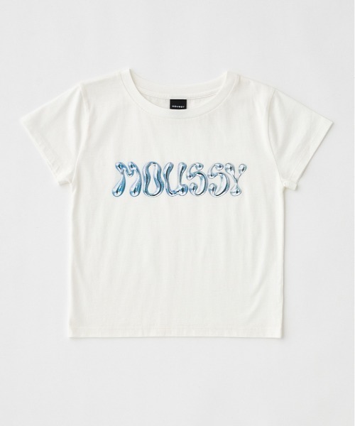 MOUSSY(マウジー)の「METALLIC LIQUID MOUSSY Tシャツ(Tシャツ/カットソー・レディース・ピンク/ホワイト/ブラック/ライトグレー・FREE)」の2枚目の写真
