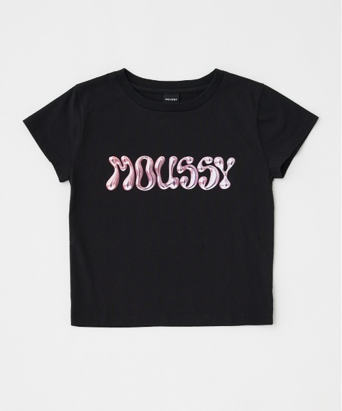 MOUSSY(マウジー)の「METALLIC LIQUID MOUSSY Tシャツ(Tシャツ/カットソー・レディース・ピンク/ホワイト/ブラック/ライトグレー・FREE)」の4枚目の写真