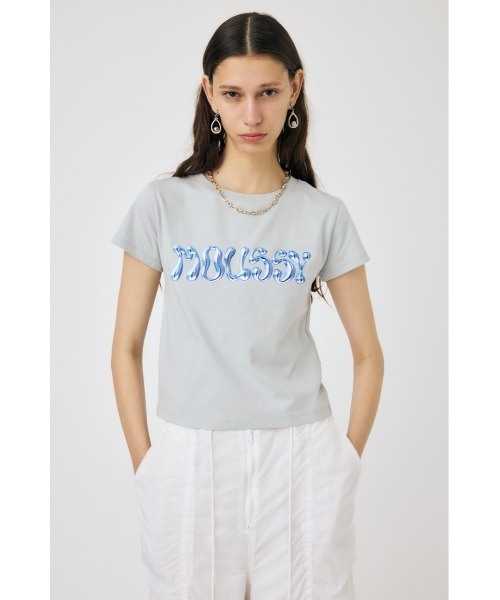 MOUSSY(マウジー)の「METALLIC LIQUID MOUSSY Tシャツ(Tシャツ/カットソー・レディース・ピンク/ホワイト/ブラック/ライトグレー・FREE)」の14枚目の写真