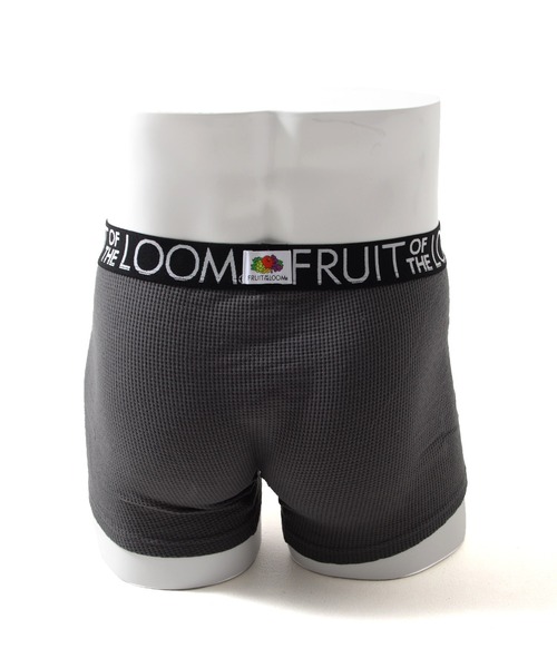 FRUIT OF THE LOOM（フルーツオブザルーム）の「【FRUIT OF THE LOOM】無地ワッフル BX / フルーツオブザルーム ワッフル素材 ボクサーパンツ リブ ロゴ入り（ボクサーパンツ・メンズ・ブラック/チャコール・M/L/XL）」の4枚目の写真