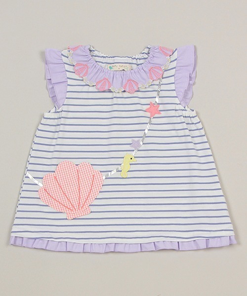 baby cheer(ベイビーチアー)の「シェルポシェットTシャツ(Tシャツ/カットソー・キッズ・ラベンダー/ブルー・90cm/100cm/110cm/120cm/80cm)」の6枚目の写真
