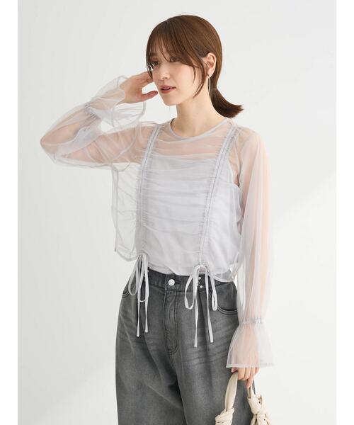 ELENCARE DUE(エレンカーレデュエ)の「・ELENCARE DUE チュールギャザーブラウス(シャツ/ブラウス・レディース・グレー/ブラック/アイボリー・FREE)」の20枚目の写真
