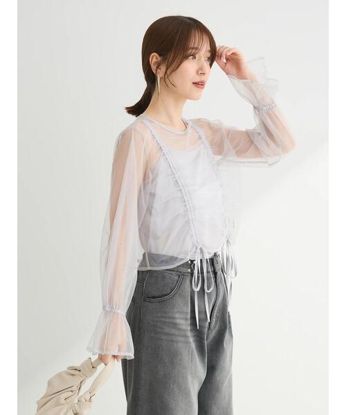 ELENCARE DUE(エレンカーレデュエ)の「・ELENCARE DUE チュールギャザーブラウス(シャツ/ブラウス・レディース・グレー/ブラック/アイボリー・FREE)」の21枚目の写真