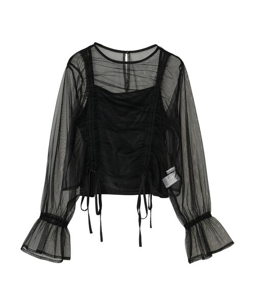 ELENCARE DUE(エレンカーレデュエ)の「・ELENCARE DUE チュールギャザーブラウス(シャツ/ブラウス・レディース・グレー/ブラック/アイボリー・FREE)」の8枚目の写真