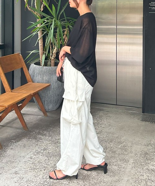INGNI(イング)の「ドローコードポケットナイロンカーゴパンツ/A(カーゴパンツ・レディース・ピンク/アイボリー/カーキ/ブラック/グレー・FREE)」の11枚目の写真