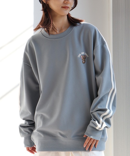 Tom&Jerry(トムアンドジェリー)の「【Tom & Jerry/トム & ジェリー】 サイドライン ロゴ刺繍 ダンボール スウェット トレーナー(スウェット・メンズ・ブルー系その他/スミクロ/オフホワイト/ホワイト・LL/M/L)」の9枚目の写真