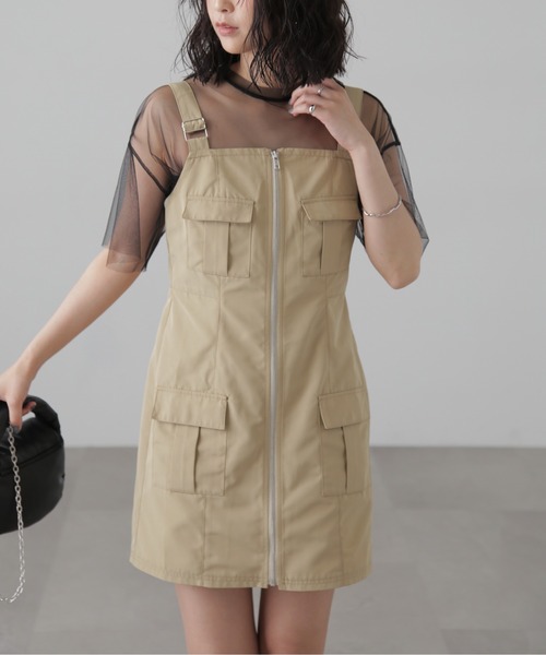 FREE'S MART（フリーズマート）の「カーゴミニジャンスカ（ワンピース・レディース・ブラック/ベージュ/グレー・SMALL/MEDIUM）」の3枚目の写真