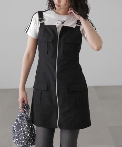 FREE'S MART（フリーズマート）の「カーゴミニジャンスカ（ワンピース・レディース・ブラック/ベージュ/グレー・SMALL/MEDIUM）」の2枚目の写真