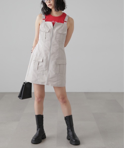 FREE'S MART（フリーズマート）の「カーゴミニジャンスカ（ワンピース・レディース・ブラック/ベージュ/グレー・SMALL/MEDIUM）」の15枚目の写真