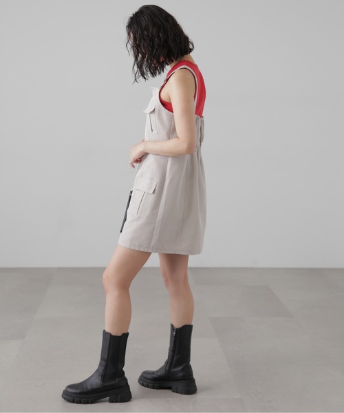 FREE'S MART（フリーズマート）の「カーゴミニジャンスカ（ワンピース・レディース・ブラック/ベージュ/グレー・SMALL/MEDIUM）」の16枚目の写真