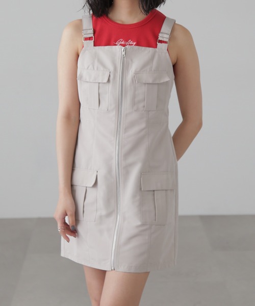 FREE'S MART（フリーズマート）の「カーゴミニジャンスカ（ワンピース・レディース・ブラック/ベージュ/グレー・SMALL/MEDIUM）」の18枚目の写真