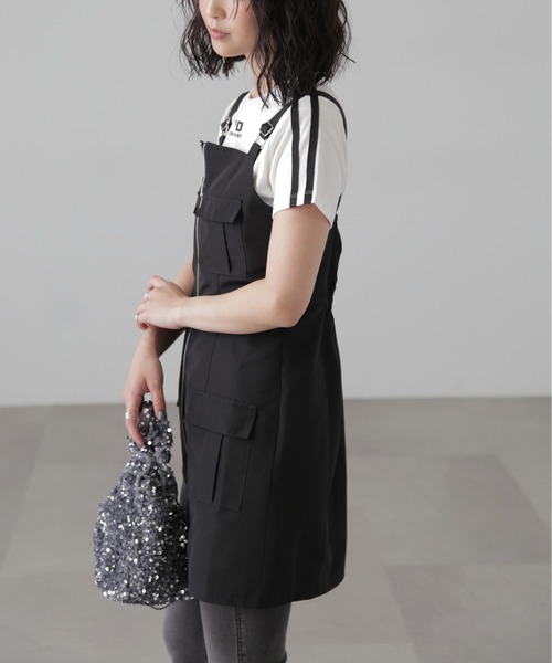 FREE'S MART（フリーズマート）の「カーゴミニジャンスカ（ワンピース・レディース・ブラック/ベージュ/グレー・SMALL/MEDIUM）」の5枚目の写真