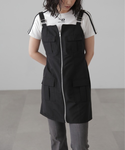 FREE'S MART（フリーズマート）の「カーゴミニジャンスカ（ワンピース・レディース・ブラック/ベージュ/グレー・SMALL/MEDIUM）」の7枚目の写真