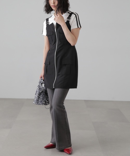 FREE'S MART（フリーズマート）の「カーゴミニジャンスカ（ワンピース・レディース・ブラック/ベージュ/グレー・SMALL/MEDIUM）」の8枚目の写真