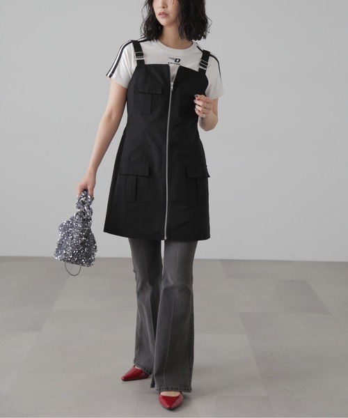 FREE'S MART（フリーズマート）の「カーゴミニジャンスカ（ワンピース・レディース・ブラック/ベージュ/グレー・SMALL/MEDIUM）」の9枚目の写真