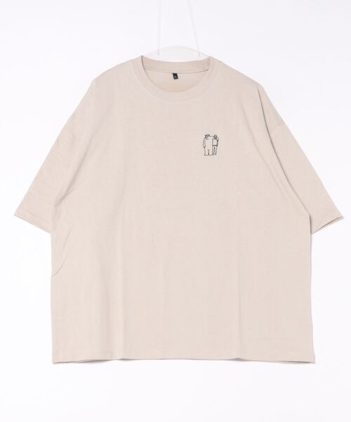 coca（coca）（コカ）の「ベア刺繍ワンポイントTシャツ（Tシャツ/カットソー・メンズ・ブラック/ライトベージュ/ホワイト/ネイビー・M/L/XL）」の4枚目の写真