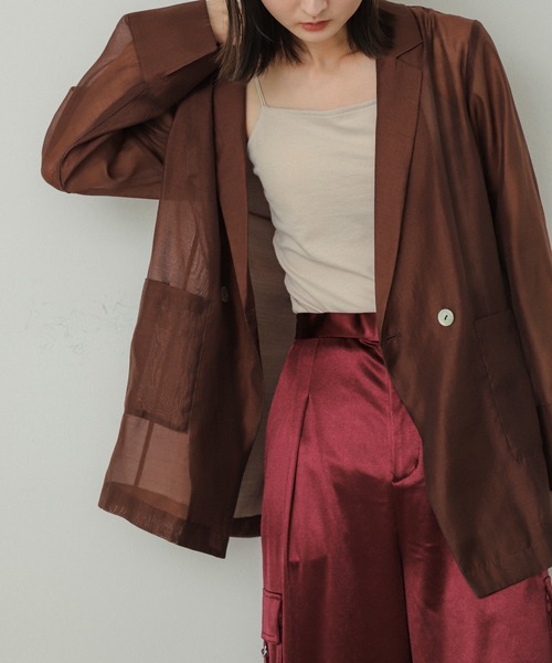 SENSE OF PLACE by URBAN RESEARCH（センスオブプレイスバイアーバンリサーチ）の「シアーテーラードジャケット（テーラードジャケット・レディース・ブラウン/ブラック・ONE）」の2枚目の写真