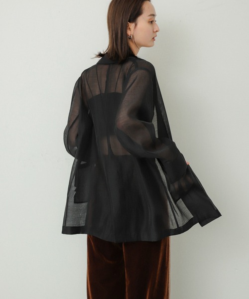 SENSE OF PLACE by URBAN RESEARCH（センスオブプレイスバイアーバンリサーチ）の「シアーテーラードジャケット（テーラードジャケット・レディース・ブラウン/ブラック・ONE）」の3枚目の写真
