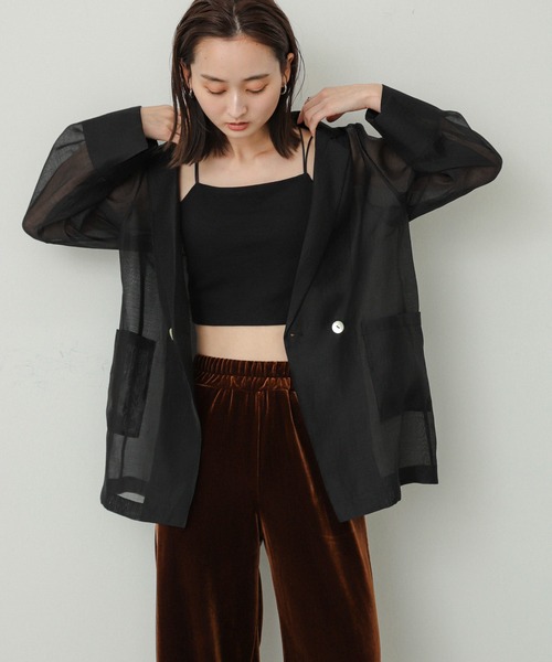 SENSE OF PLACE by URBAN RESEARCH（センスオブプレイスバイアーバンリサーチ）の「シアーテーラードジャケット（テーラードジャケット・レディース・ブラウン/ブラック・ONE）」の5枚目の写真