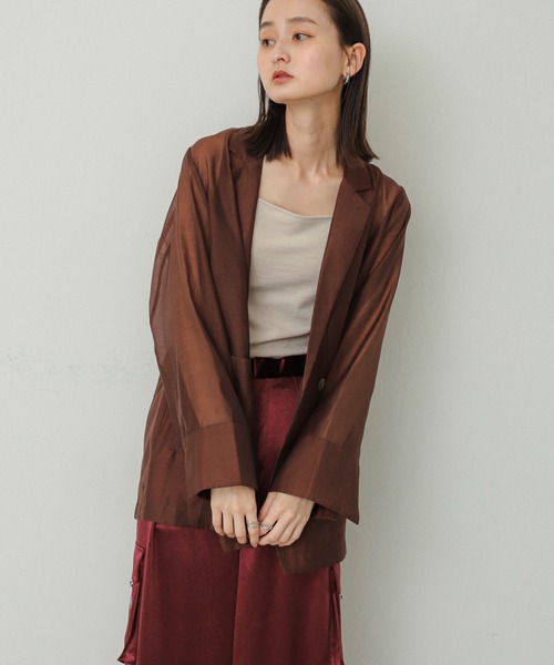 SENSE OF PLACE by URBAN RESEARCH（センスオブプレイスバイアーバンリサーチ）の「シアーテーラードジャケット（テーラードジャケット・レディース・ブラウン/ブラック・ONE）」の12枚目の写真