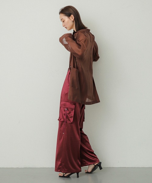 SENSE OF PLACE by URBAN RESEARCH（センスオブプレイスバイアーバンリサーチ）の「シアーテーラードジャケット（テーラードジャケット・レディース・ブラウン/ブラック・ONE）」の13枚目の写真