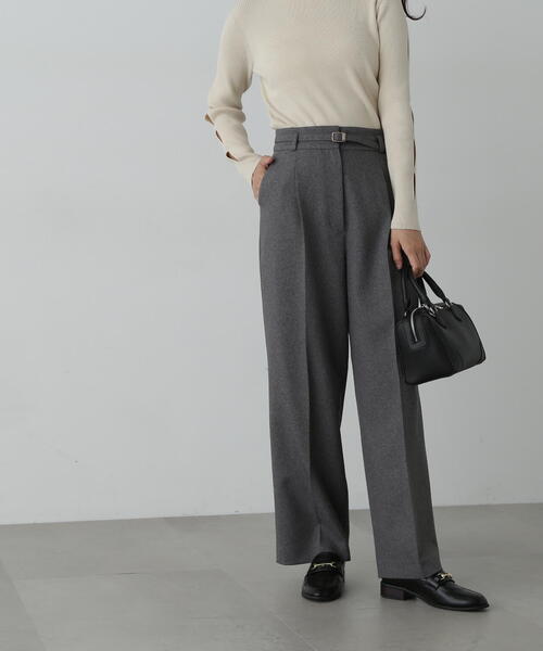 N.（N. Natural Beauty Basic）（エヌエヌナチュラルビューティーベーシック）の「◆センタープレスベルト付ワイドパンツ（その他パンツ・レディース・グレー/モカ/ボルドー・SMALL/MEDIUM）」の4枚目の写真