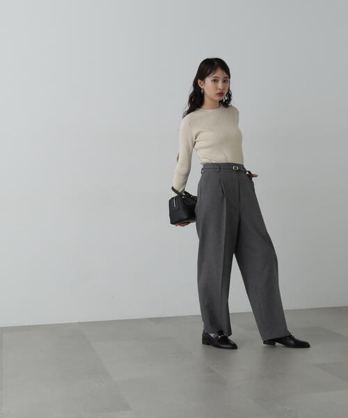 N.（N. Natural Beauty Basic）（エヌエヌナチュラルビューティーベーシック）の「◆センタープレスベルト付ワイドパンツ（その他パンツ・レディース・グレー/モカ/ボルドー・SMALL/MEDIUM）」の9枚目の写真