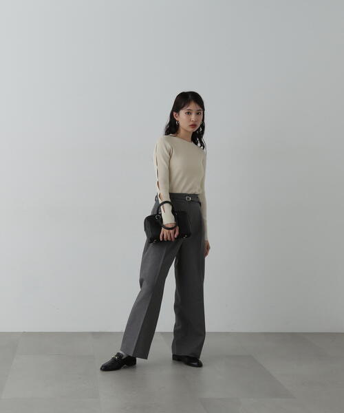 N.（N. Natural Beauty Basic）（エヌエヌナチュラルビューティーベーシック）の「◆センタープレスベルト付ワイドパンツ（その他パンツ・レディース・グレー/モカ/ボルドー・SMALL/MEDIUM）」の10枚目の写真