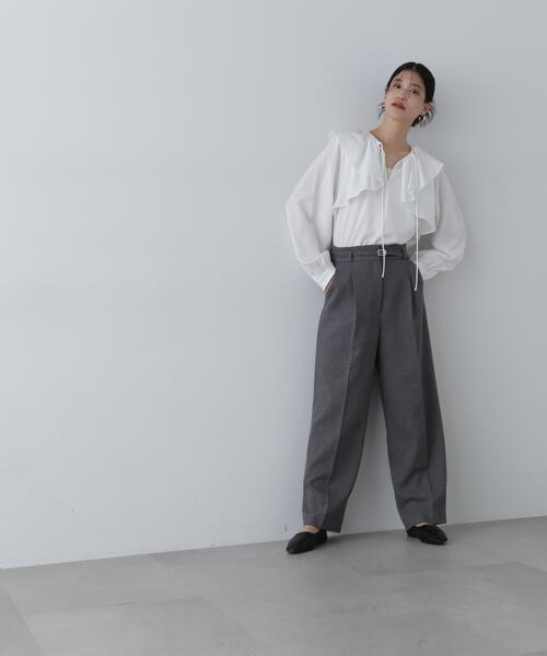 N.（N. Natural Beauty Basic）（エヌエヌナチュラルビューティーベーシック）の「◆センタープレスベルト付ワイドパンツ（その他パンツ・レディース・グレー/モカ/ボルドー・SMALL/MEDIUM）」の13枚目の写真