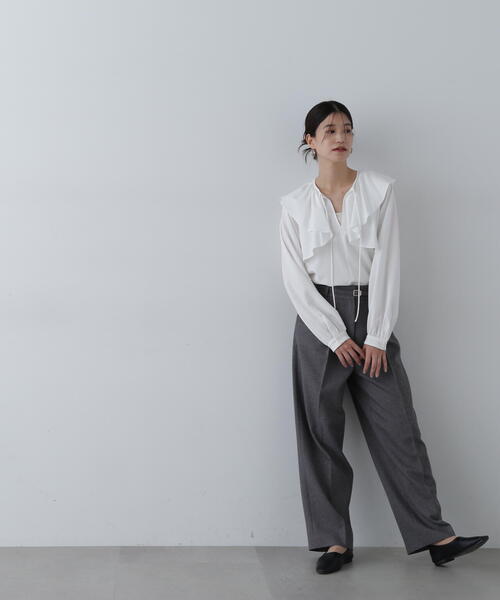 N.（N. Natural Beauty Basic）（エヌエヌナチュラルビューティーベーシック）の「◆センタープレスベルト付ワイドパンツ（その他パンツ・レディース・グレー/モカ/ボルドー・SMALL/MEDIUM）」の14枚目の写真