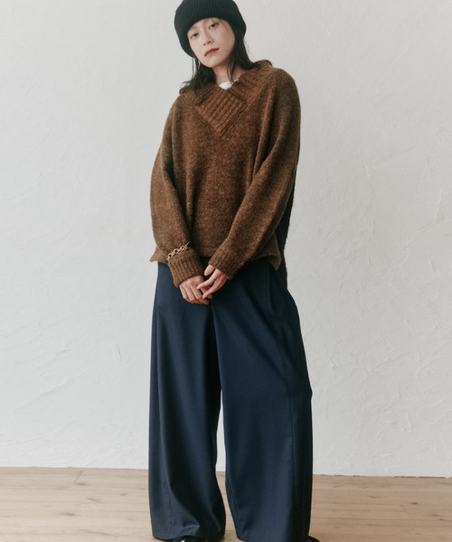 audrey and john wad（オードリーアンドジョンワッド）の「サイドタックワイドストレートパンツ -手洗い可-（チノパンツ・レディース・ダークベージュ/ネイビー/ブラック/チャコールグレー・M/S）」の10枚目の写真