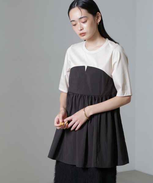 【セール】ビスチェコンビギャザートップス（Tシャツ/カットソー）｜nano･universe（ナノユニバース）