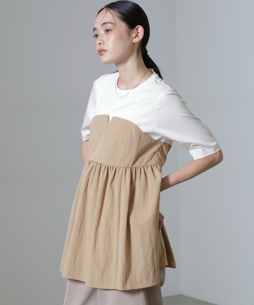 【セール】ビスチェコンビギャザートップス（Tシャツ/カットソー）｜nano･universe（ナノユニバース）