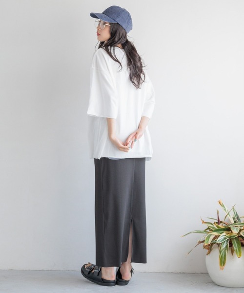 LOWRYS FARM(ローリーズファーム)の「チュールカサネロゴTSS 144619(Tシャツ/カットソー・レディース・グレー/チャコールグレー/ホワイト・FREE)」の8枚目の写真