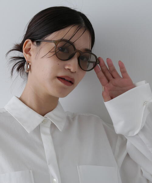 N.(N. Natural Beauty Basic)(エヌエヌナチュラルビューティーベーシック)の「◆ボストンフレームメガネ(メガネ・レディース・ブラック/カーキ・フリ-)」の1枚目の写真